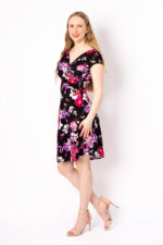 Seitenansicht A-Linienkleid Felica im Print SpringFlowerBlack