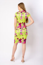 elegantes Kleid Sunnie SpringFlowerGreen, Raffung im Rücken