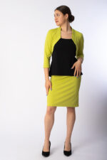 Rock Tessa und Bolero Nele Farbe pistazie in Kombination mit Shirt Monique in schwarz